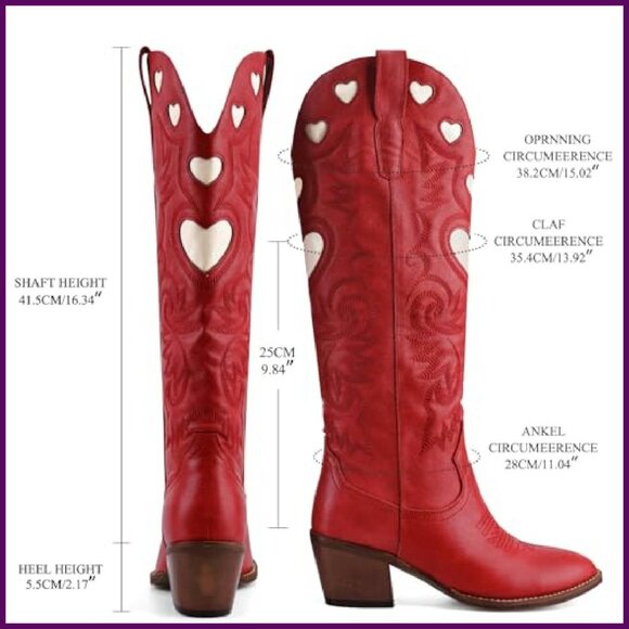 Women's Knee High Cowboy Boots Wide Calf Round Toe Chunky Heel Embroidered - Picture 7 of 8